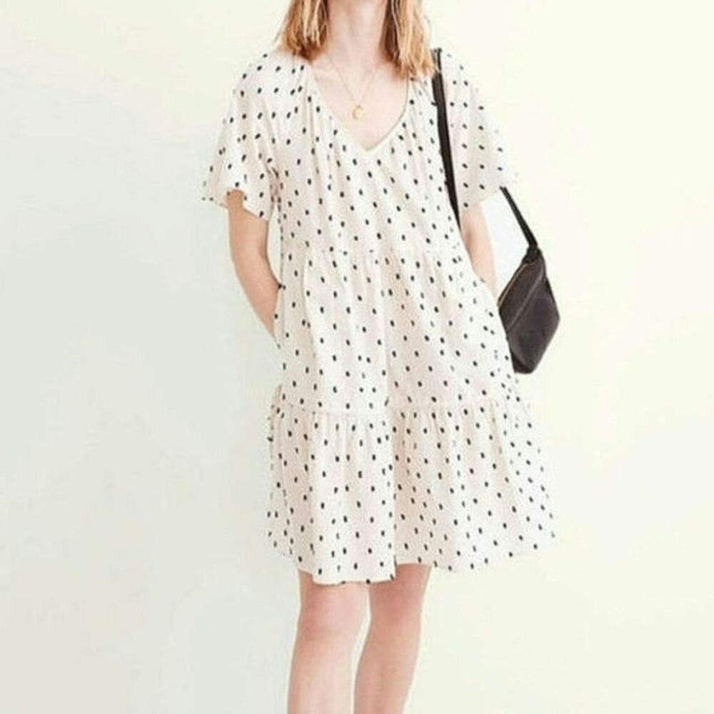 Madewell Cream Polka Dot Mini Dress